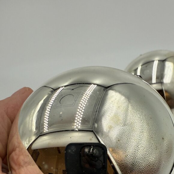 2 VTG MERCURY MICA GLASS INDENT PAINTED CHRISTMAS ORNAMENTS Austria  GOLD GREEN - Picture 16 of 16